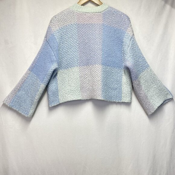 Jessica Simpson Knit Pastel Color-block Oversized Cropped Sweater Women XS Blue - Picture 2 of 16